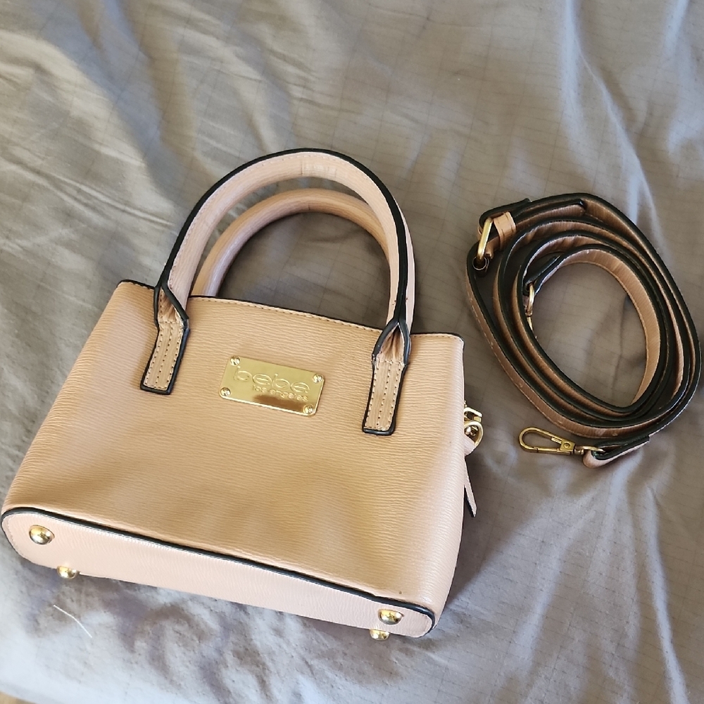 bebe Light Tan Mini Bag with Black Accents